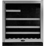 18 Bottle Dual Zone Wine Refrigerator Finish: Black Cabinet With Overlay Glass Door, Hinge Location: Right N2