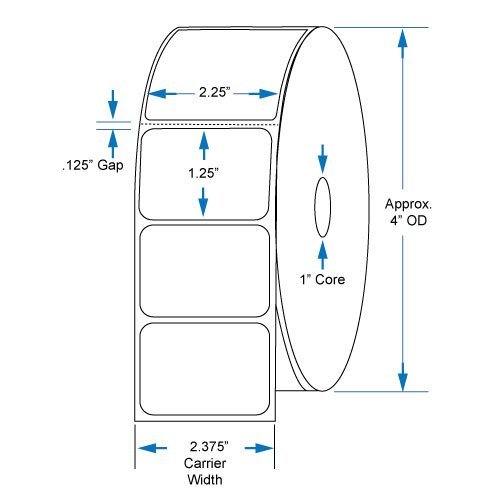 800522-125 Compatible KENCO&reg; Brand 2.25 inch x 1.25 inch with perf Direct Thermal Labels to fit Eltron or Zebra...