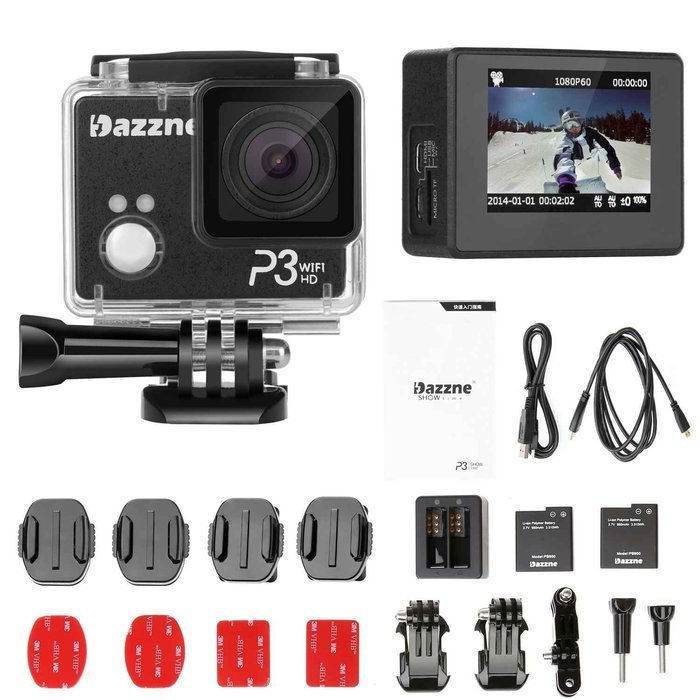 Dazzne P3 WiFi 1080P Waterproof Professional HD Action Sports Camera with 170 Degree Wide Angle Lens Ambarella... N4