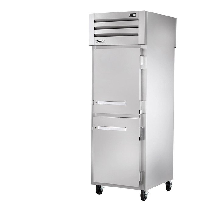 True Spec Series STR1RPT-2HS-1G Two Half Door Pass-Thru Refrigerator, Glass & Solid Doors