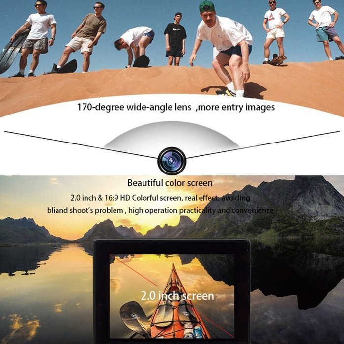 POTO C10 Full HD 1080P WIFI Sports Action Camera 2.0 Inch HD LCD Screen 170 Degrees Wide Angle 60M Waterproof... N5