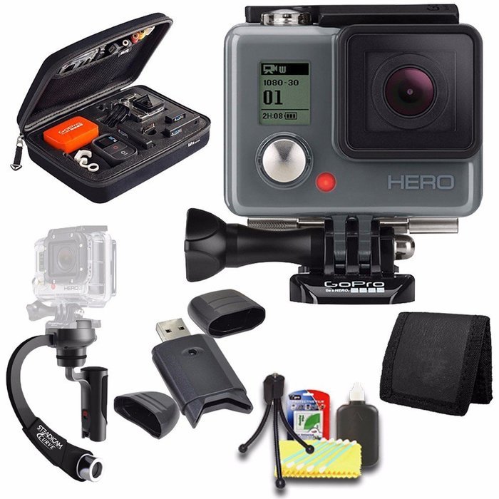 GoPro HERO Action Camera + Steadicam Curve for GoPro HERO Action Cameras (Black) + Case for GoPro HERO4 and GoPro...