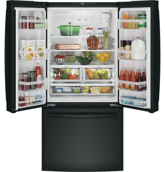 GE GNE25JGKBB French Door Refrigerator with 24.8 cu. ft. Total Capacity, in Black N2