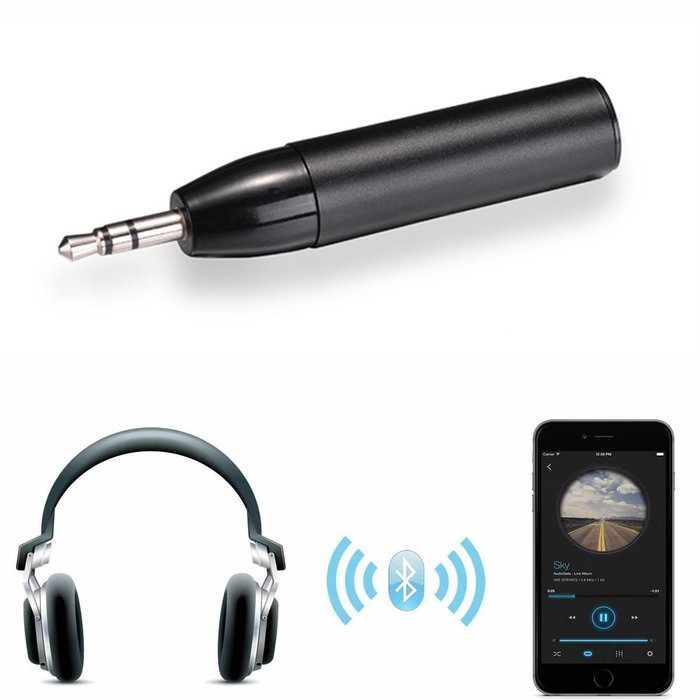MENCOM Black Audio Aux 3.5mm Bullet Bluetooth V4.1 Wireless Receiver Adapter for Sony Headphones&Car Kits N3