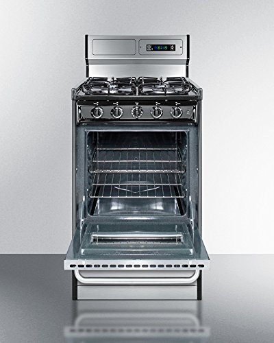 Summit TTM13027BKSW 20" wide gas range with sealed burners, stainless steel doors, and deluxe backguard; replaces... N2