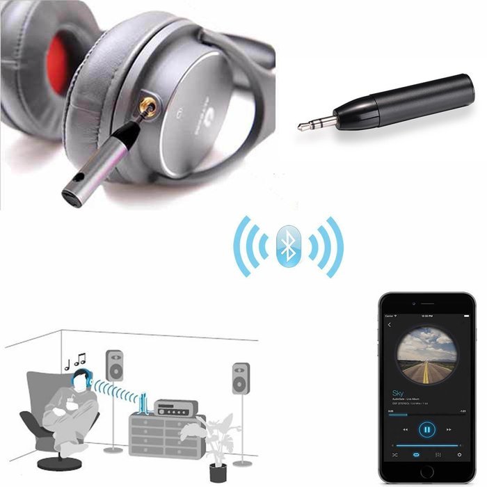 MENCOM Black Audio Aux 3.5mm Bullet Bluetooth V4.1 Wireless Receiver Adapter for Sony Headphones&Car Kits N4