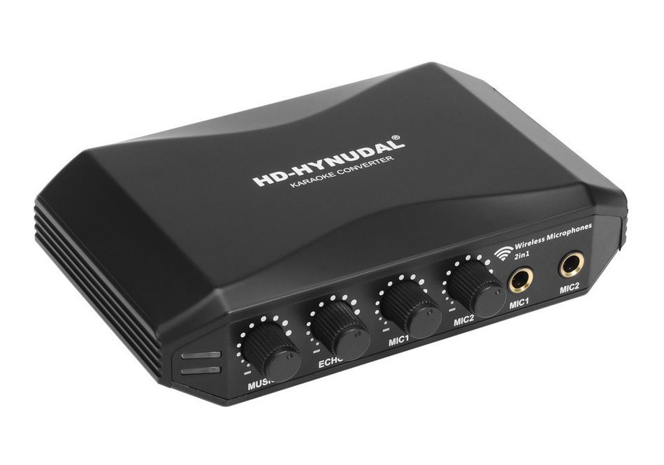 HD-Hynudal Karaoke Machine - Echo Mixer, Two Wireless Mics, YAMAHA Chipset, Supports Phone + PC