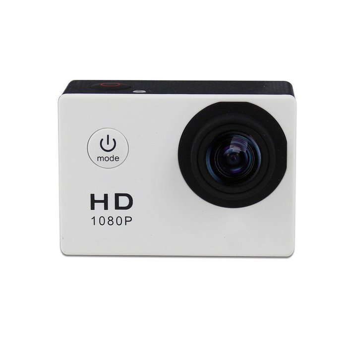 A9 1080P HD Sports Action Camera - 2'' LTPS LCD + Full HD 1080P + 30M Waterproof + 110&deg; Wide Angle Lens (White)