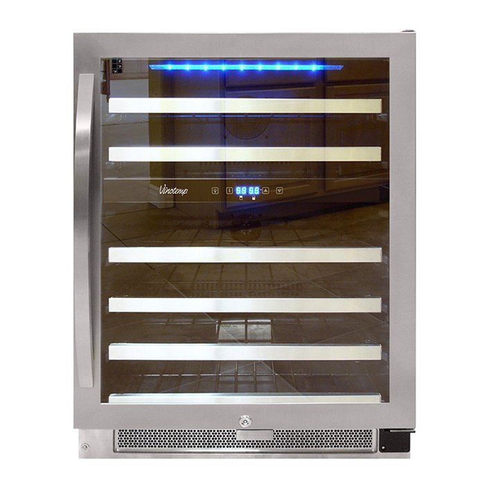 Vinotemp VNTVT-46-2Z-SSDST 46-Bottle Dual-Zone Connoisseur Series Wine Cooler, Stainless Steel N6
