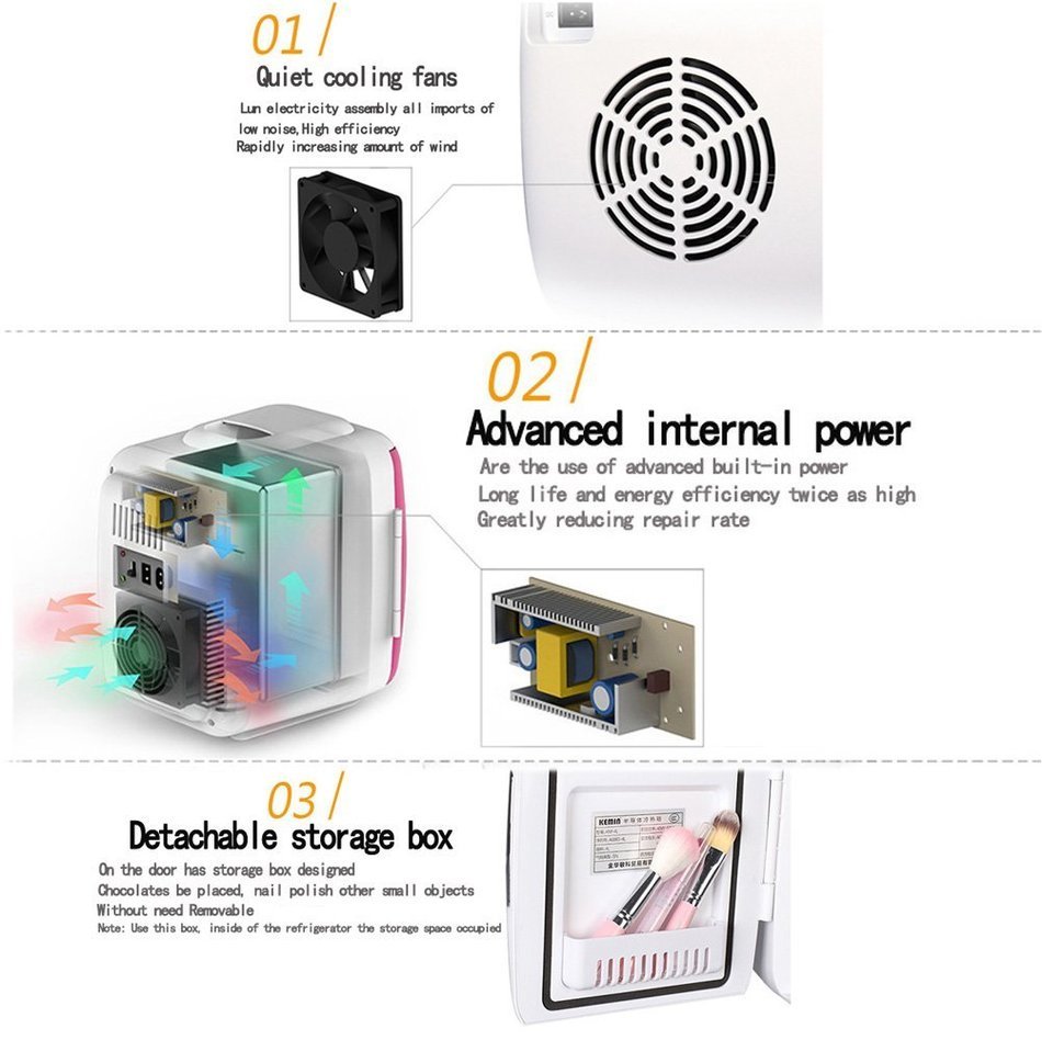 RUIMI 4L Mini Fridge Portable refrigerator Cooler and Warmer Compact Single Door Car, RV or Boat also for Home... N8