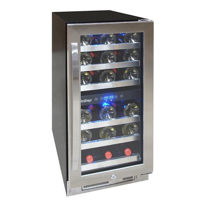 Vinotemp VNTVT-28-2Z-SSDST 28-Bottle Dual-Zone Connoisseur Series Wine ...