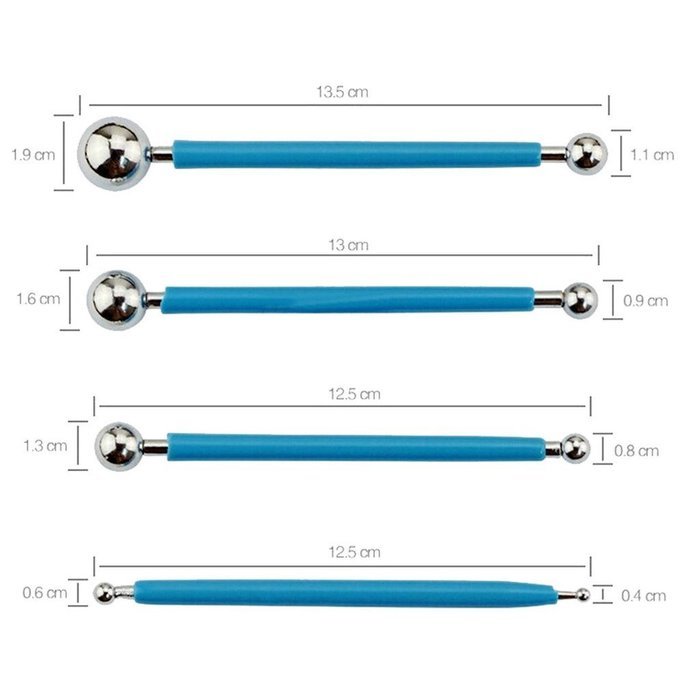 MING 4 PCS Stainless Steel DIY Baking Fondant Cake Tools 8 Heads Pen for Sugar Flower Decorating Modelling Sculpture...