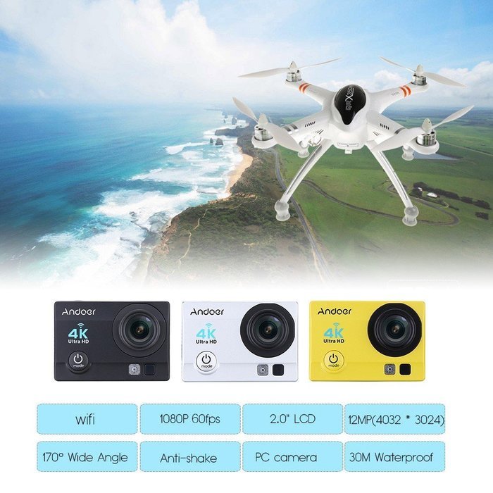 Andoer&reg; Camera 2" Ultra-HD LCD 4K 25FPS Full HD 1080P 60FPS Action Video camera Wifi Cam 16MP 170&deg; Wide-Angle... N26