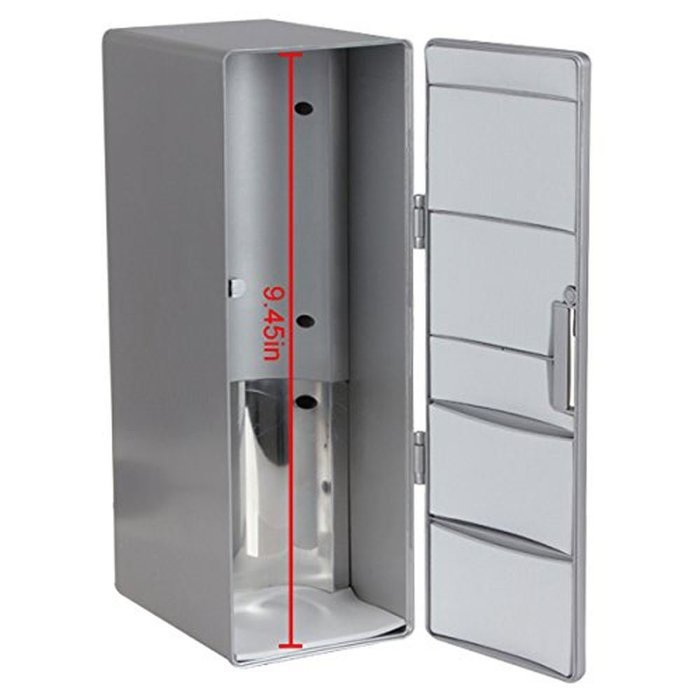 Mini USB LED PC Refrigerator Fridge Beverage Drink Cans Cooler Warmer Silver N7