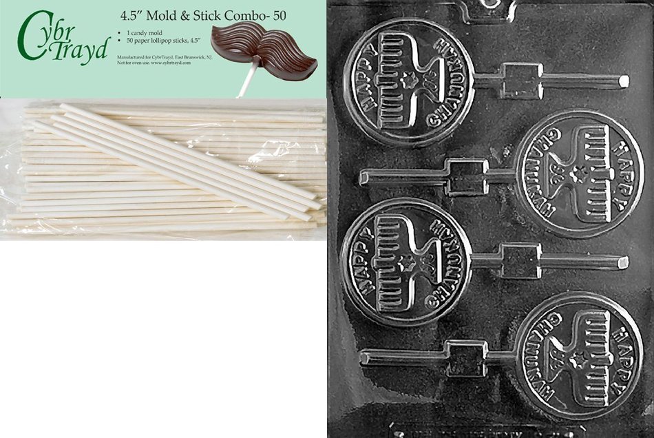 Cybrtrayd R071 Happy Chanukah Candle Lolly Chocolate Candy Mold with Exclusive Cybrtrayd Copyrighted Chocolate... N5