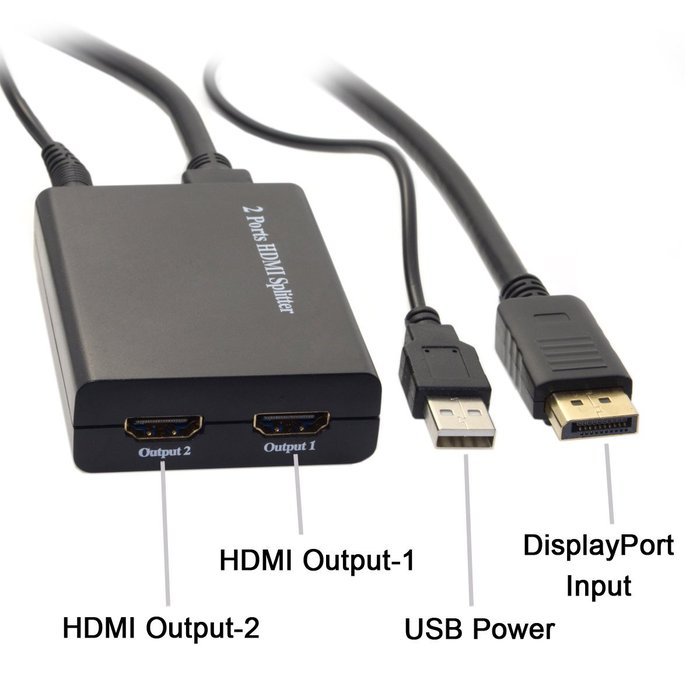CY Displayport Male to Dual HDMI Female Extension Adapter Splitter Dongle for Monitor HDTV N3