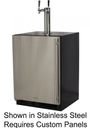 Marvel ML24BTP3LP Twin Tap Built-In Beer Dispenser with Left Side Hinge, 24", Black