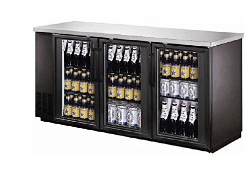UBB-24-72G 72" Narrow Glass Door Back Bar Cooler Stainless Steel Top and LED Lighting
