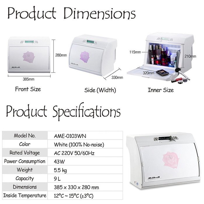 New AMEX Mishell AME-0103WN Cosmetic Cooler Mini Fridge 9.6L N5