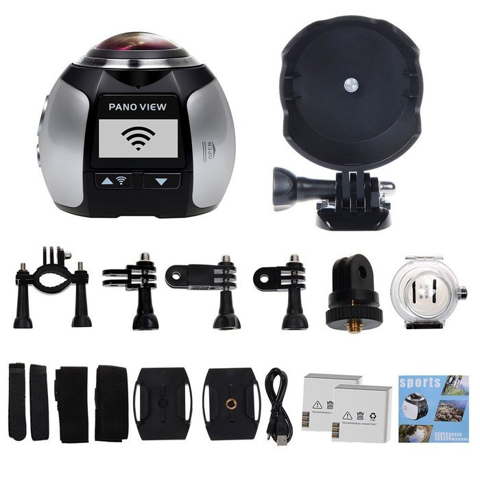 Campark 16MP 3K(2448*2448/30fps) 360 Degree Panoramic VR Action Camera,Spherical Lens,3D, Waterproof, WIFI,Support... N7