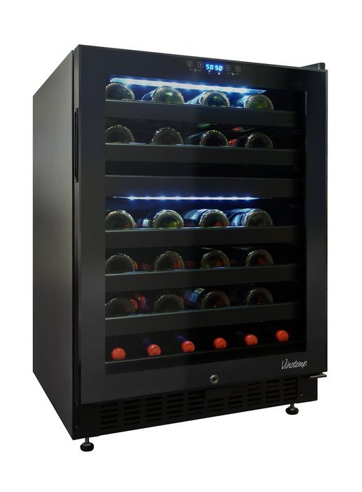 Vinotemp 46 Bottle Dual-Zone Touch Screen Wine Cooler, Black N5