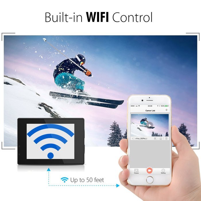 Cymas 2.0Inch Wifi Sports Action Camera Waterproof Full HD 1080P with 170&ordm;Wide-angle Lens N5