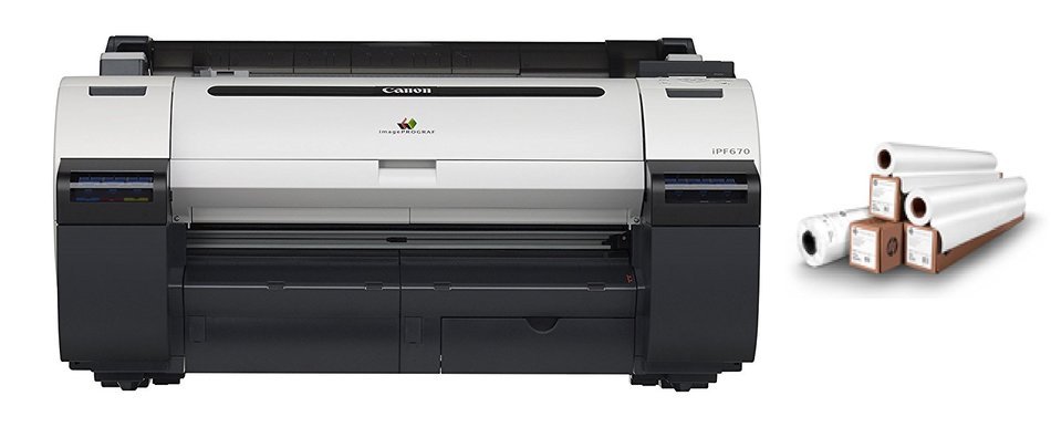 Canon iPF670 Printer and Graphics Media Bundle 9854B005AA by CES Imaging