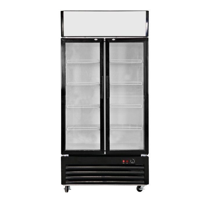 518L Glass Display Showcase Pull Doors 2-Door Commercial Refrigerator Beer Soda Cola Drinks Beverages Merchandiser... N3