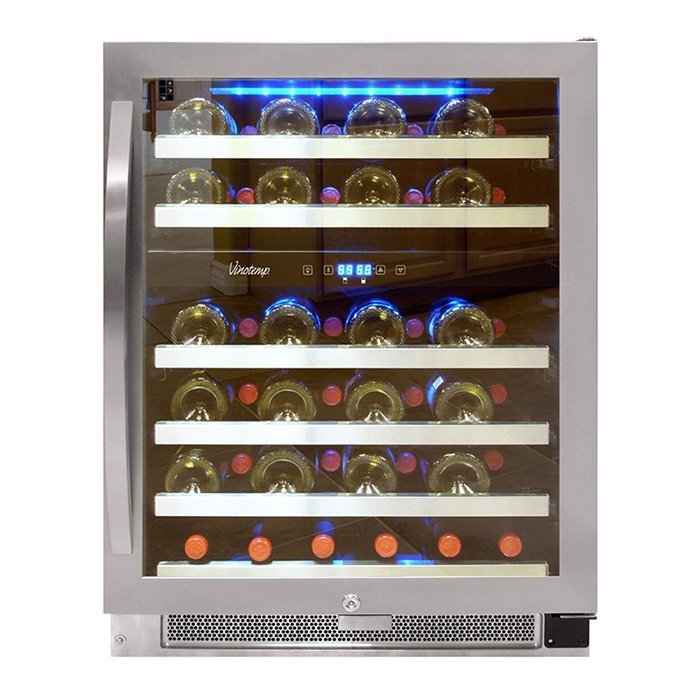 Vinotemp VNTVT-46-2Z-SSDST 46-Bottle Dual-Zone Connoisseur Series Wine Cooler, Stainless Steel N7