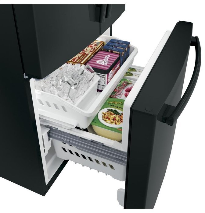 GE GNE25JGKBB French Door Refrigerator with 24.8 cu. ft. Total Capacity, in Black N6