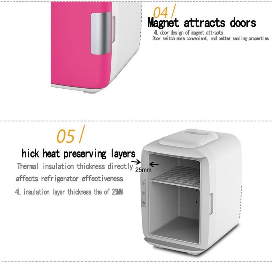 RUIMI 4L Mini Fridge Portable refrigerator Cooler and Warmer Compact Single Door Car, RV or Boat also for Home... N10