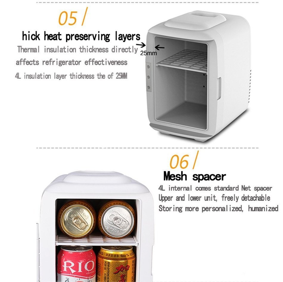 RUIMI 4L Mini Fridge Portable refrigerator Cooler and Warmer Compact Single Door Car, RV or Boat also for Home... N11