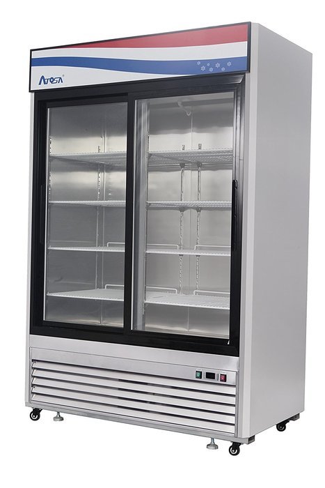 New 1 Sliding Glass Door, 54.4cu.ft, Commercial Refrigerator Stainless Steel