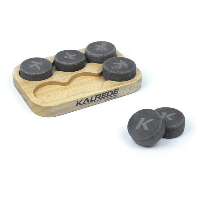 KALREDE Whiskey Stones Set of 6 Circular Drink Rocks for Chilling Wine or Any Other Beverages with a Wooden Tray... N8