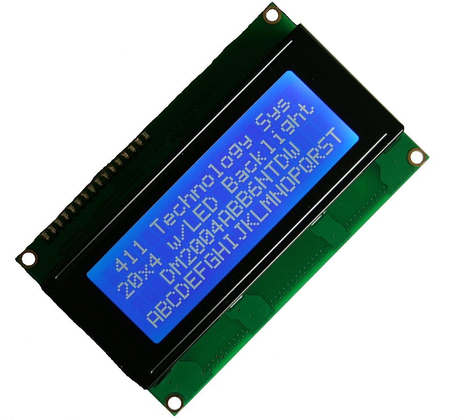 HD44780 20x4 White Text on Blue Background LCD N2