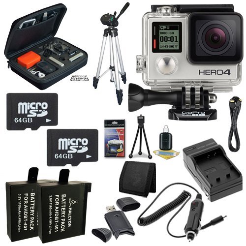 GoPro HERO4 Silver + AHDBT-401 Replacement Lithium Ion Battery + External Rapid Charger + 64GB microSD Class 10... N2