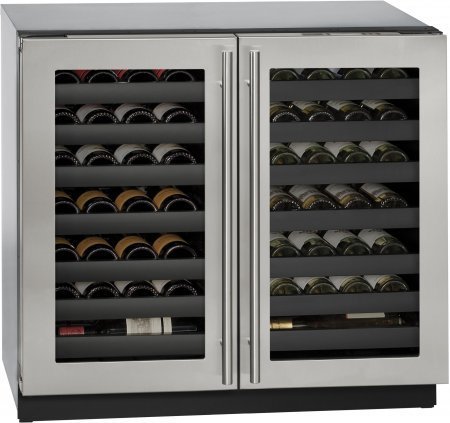 U-Line U3036WCWCS00B 35.4375" Built-In and Freestanding Wine Cooler with 62 Bottle Capacity, in Stainless Steel