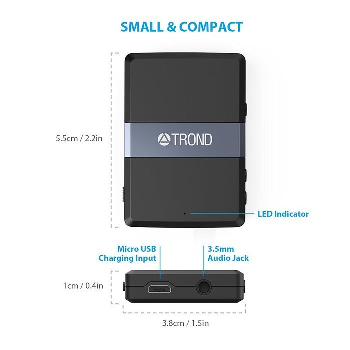 TROND Bluetooth V4.1 Transmitter Receiver / Wireless 3.5mm Audio Adapter with aptX Low Latency & aptX for Both... N5