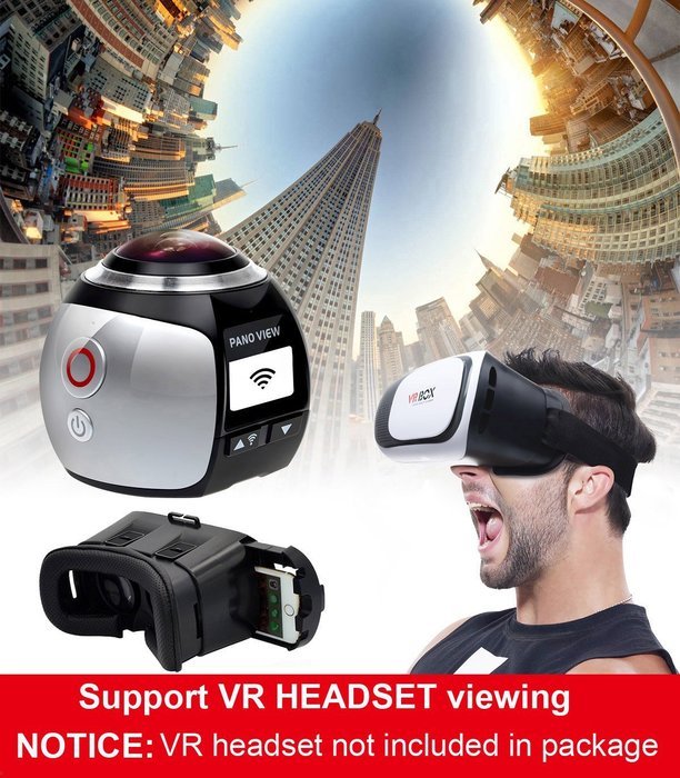 Campark 16MP 3K(2448*2448/30fps) 360 Degree Panoramic VR Action Camera,Spherical Lens,3D, Waterproof, WIFI,Support... N9