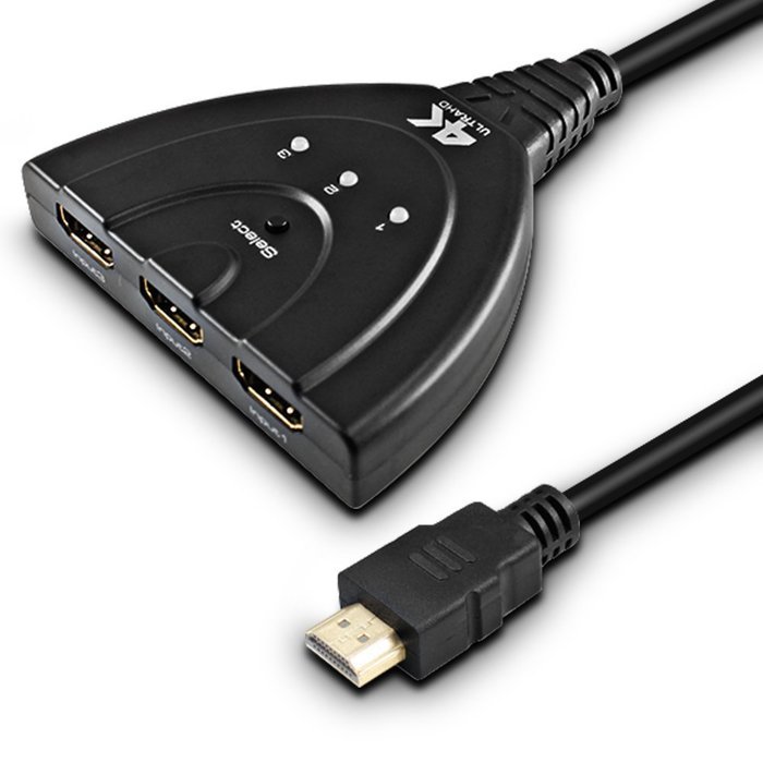 4K HDMI Switches, SENHAI 3 Ports HDMI Adapter with Pigtail Cable, Support 4K 1080P 3D UHD Blue-ray DVD, 3 HDMI... N5