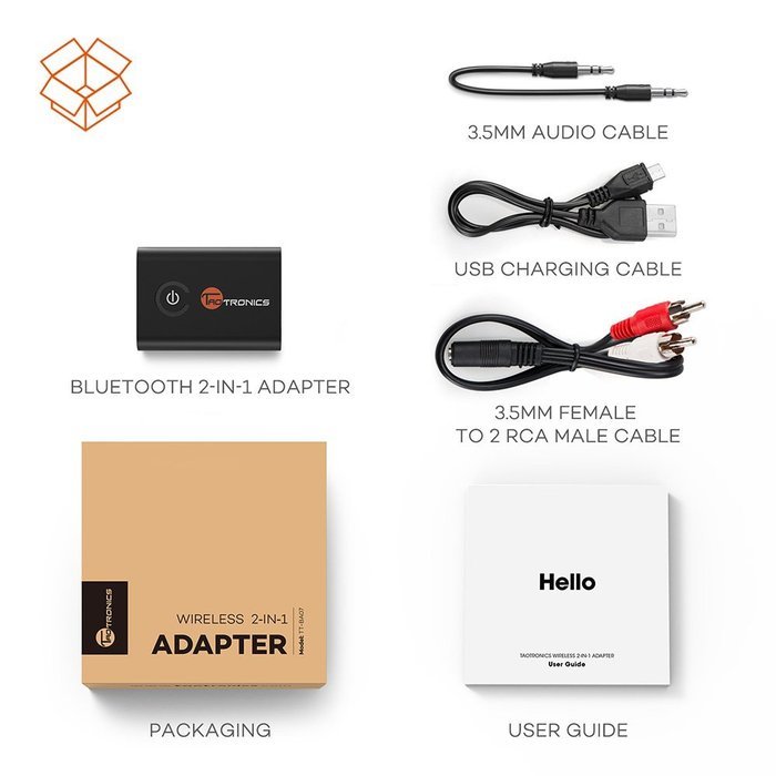 TaoTronics Bluetooth 4.1 Transmitter / Receiver, 2-in-1 Wireless 3.5mm Adapter (aptX Low Latency, 2 Devices Simultaneously... N6