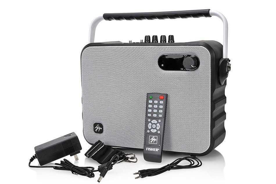 Fisher Wireless Bluetooth Karaoke Boombox System, FM Radio Player, Amplifier, Auxiliary Input, USB Port, and Ultra-Portable... N2
