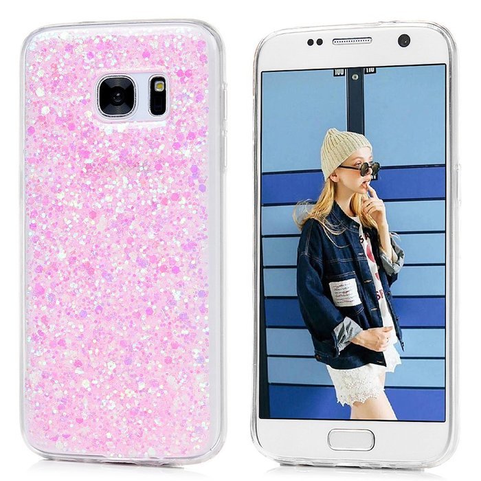 Badalink Galaxy S7 Case Shiny Glitter Sparkle Powder Series Shockproof Drop Protection Soft TPU Rubber Protective... N23