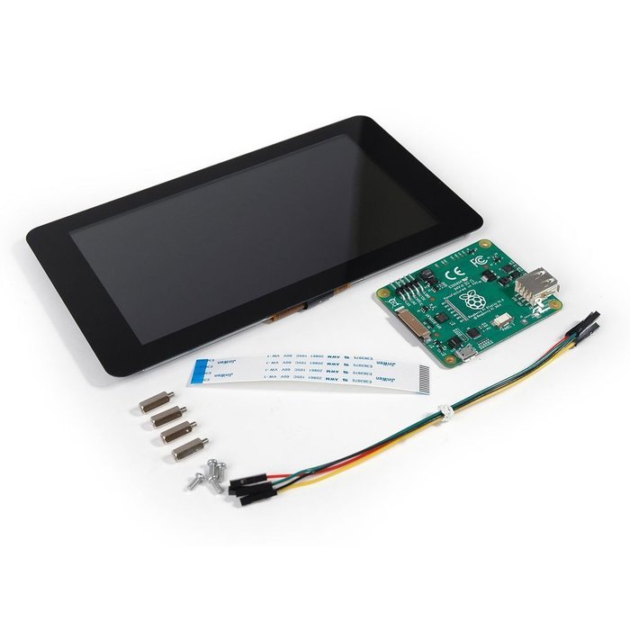 Official Raspberry Pi 7" Touchscreen w/ Pimoroni Black LCD Stand N4