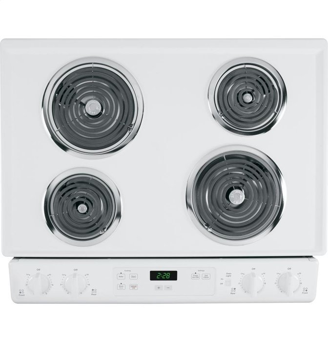 GE JDS28DFWW 30" White Drop-In Electric Coil Range N2