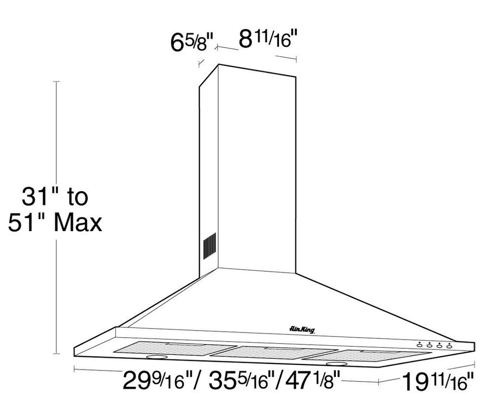 Air King GRAN48SS 48-Inch Granada Chimney Style Range Hood with 600-CFM Stainless Steel Finish