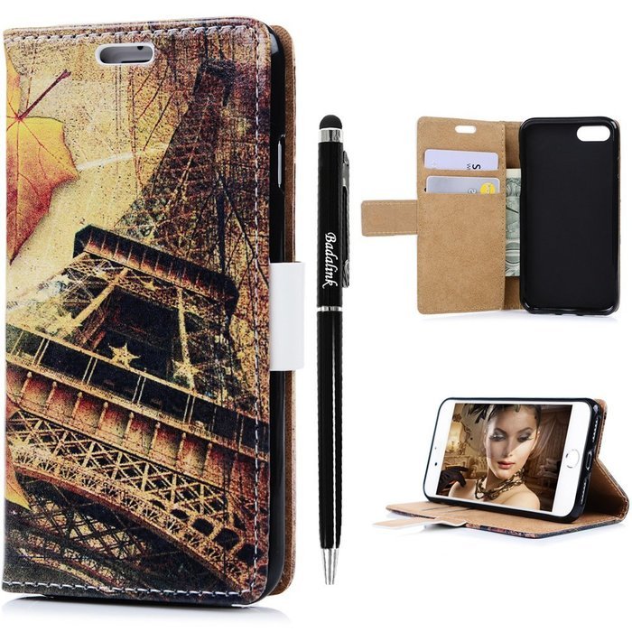 iPhone 7 Case (4.7 inch) - Wallet Folio Flip Premuim PU Leather Case Colorful Print Design with Stand Magnetic... N89