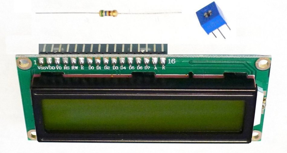 Picoino LCD Plug and Play solderless Kit with Module 1602, Black on Yellow/Green with Backlight...