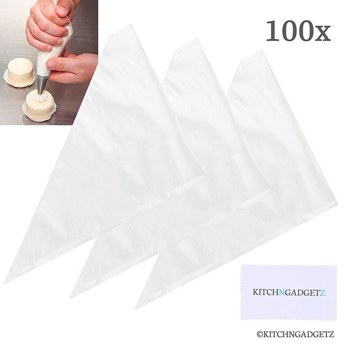 Pastry Decorating Bags - 100 Pieces, Bulk - Large Capacity, 16 Inch - For Fine Decoration of Homemade DIY Cakes... N3