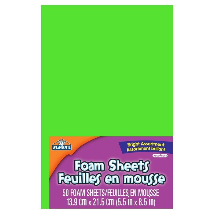 Elmer's Foam-sheets 5-1/2-by-8-1/2-inch 50-pack, Rainbow Colors